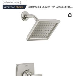 Delta Faucet Geist 14 Series Shower Faucet, Shower Trim Kit with Single-Spray Brushed Nickel Shower Head, Shower Faucet Set Complete, SpotShield Brush