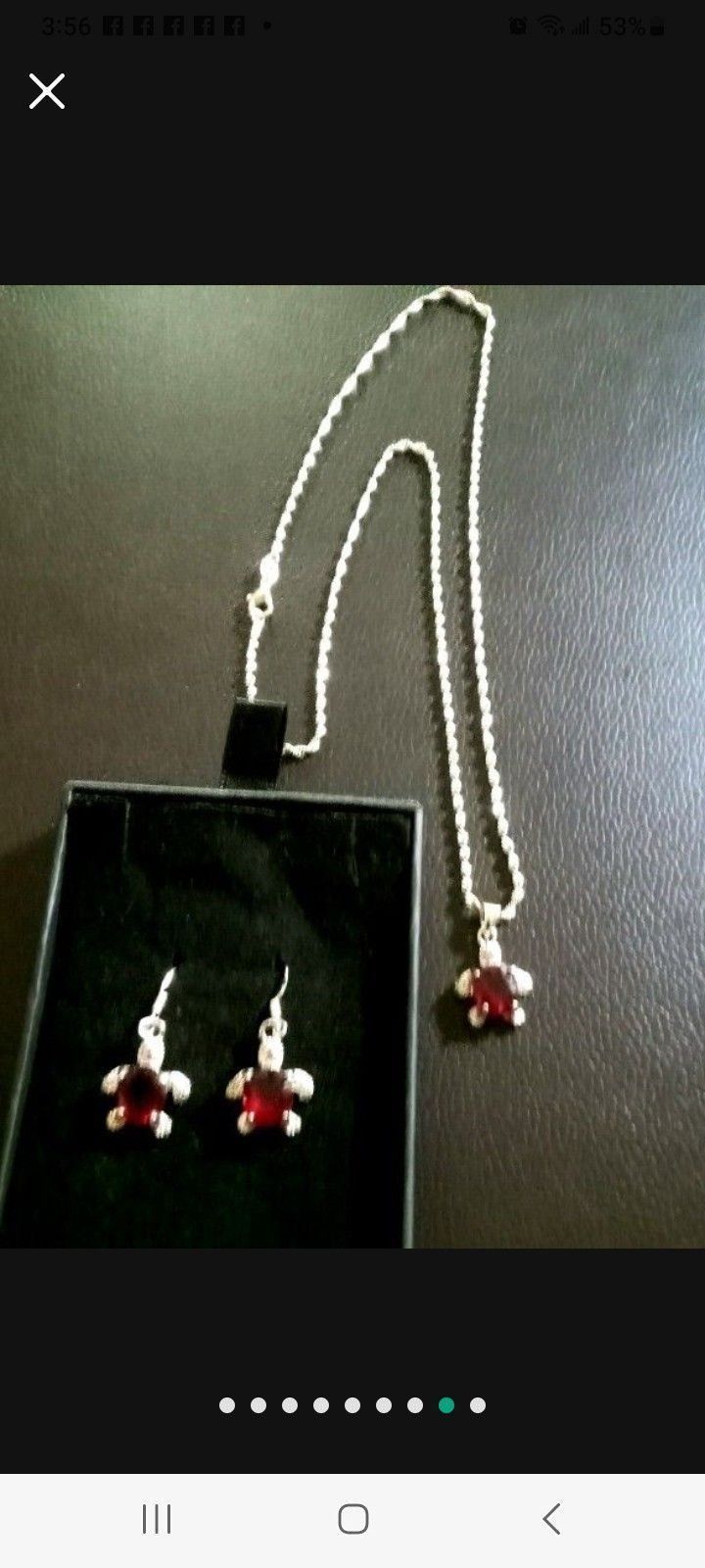 3 Pc.  Sterling Silver Garnett Set