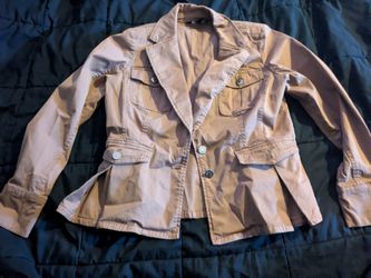 Khaki Utility Blazer Jacket with Silver Buttons