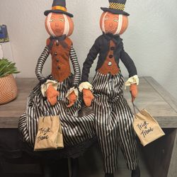 Rare Gardeners Eden Weighted Pumpkin Dolls Decor