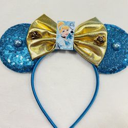 Blue Princess Cinderella Ears Bow Headband $10 Each 
