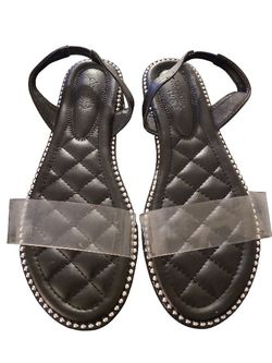 Charlotte Russe Women's Black And Sliver Strap Summer Sandles Size 6