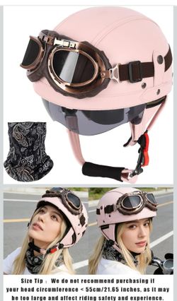 Pink Motorcycle Helmet, German Style Leather Half Helmet