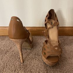 Tan Peep Toe Heels