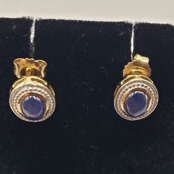 2.30 CT Sapphire Sterling Silver Earrings