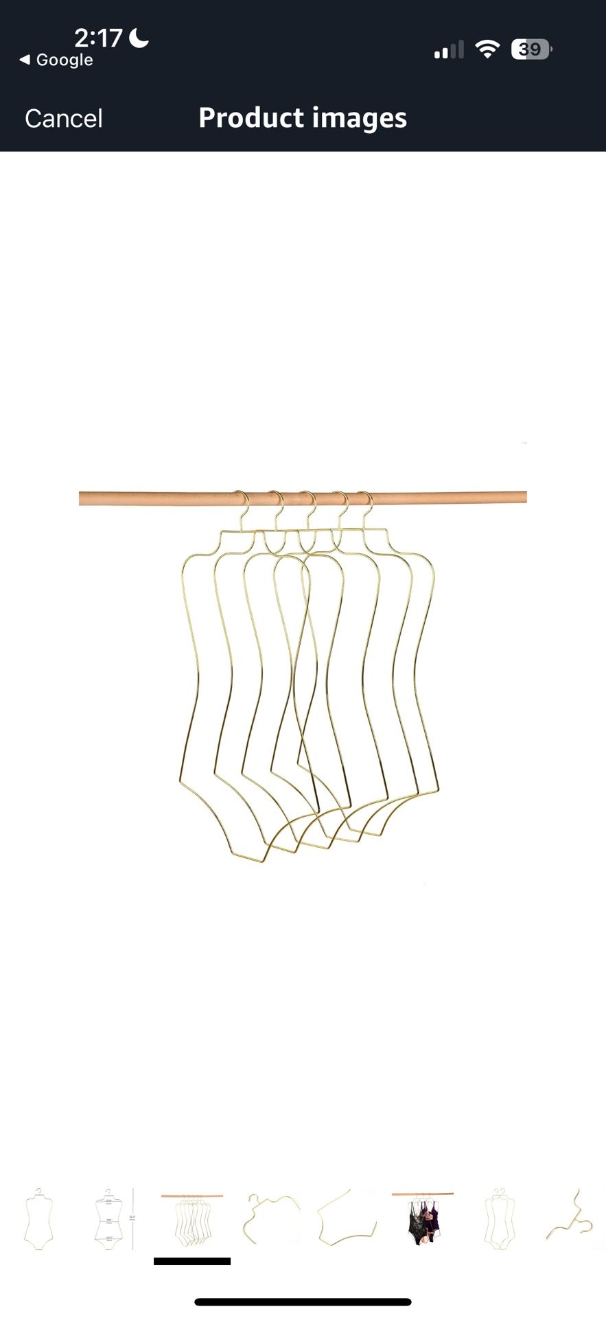 Gold Wire Lingerie Hangers Body Shape Metal Pack of 6