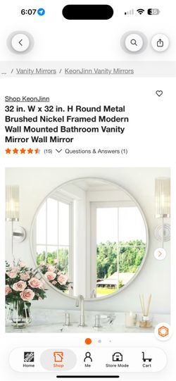 KeonJinn 32in Round Brushed Nickel Wall Mirror