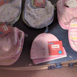 Baby Bibs And Hat 3 each 