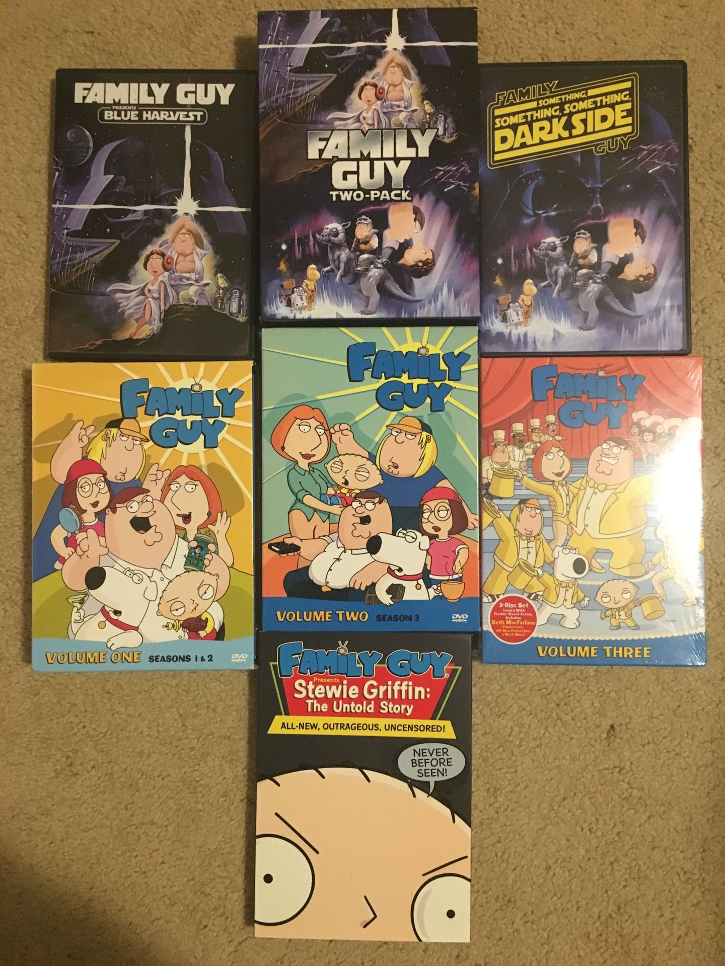 FAMILY GUY DVD Lot - Season 1 2 3, Stewie Griffen Untold Story, “Star Wars” 2 PK