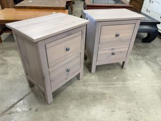 IKEA Hemnes 2 Drawer Nightstand with Blackened Pulls in Light Brown Wash (Set of 2)