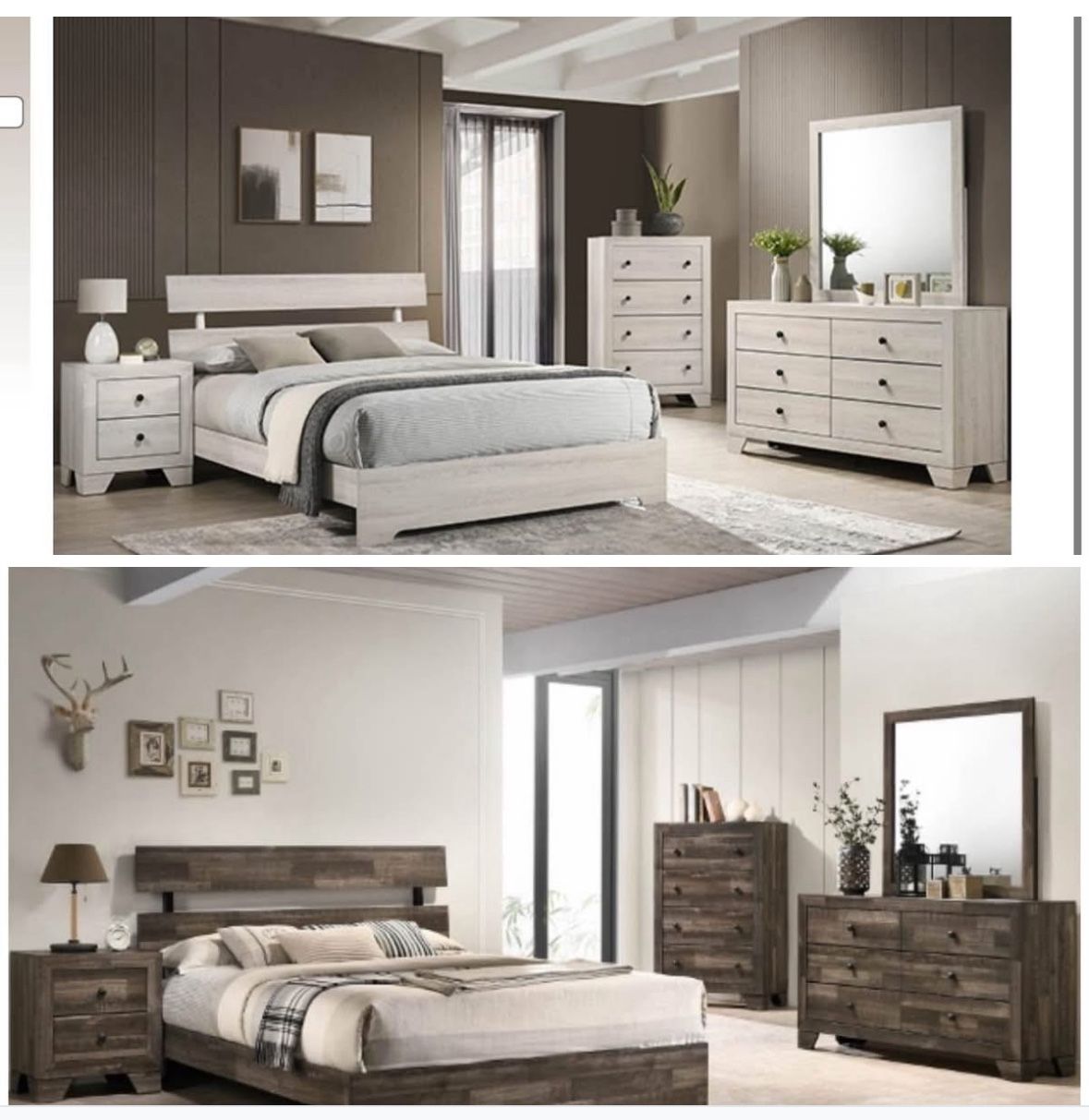 4- Pc Bedroom set Dresser,Mirror  Nightstand (1) Queen size bed frame  Not including Mattress and Box Sp