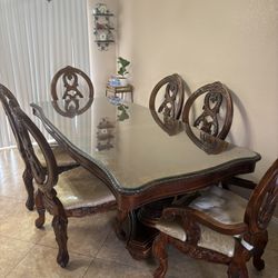 Wooden Table With 6 Chairs
