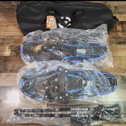 Shasta Winterial Snow Trekking Shoes & Poles Set Carry 25" Aluminum Lightweight