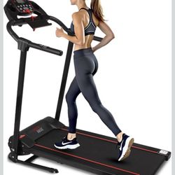 Electric Folding Treadmill Exercise Machine - Smart Compact Digital Fitness Treadmill Workout Trainer w/Bluetooth App Sync, Manual Incline