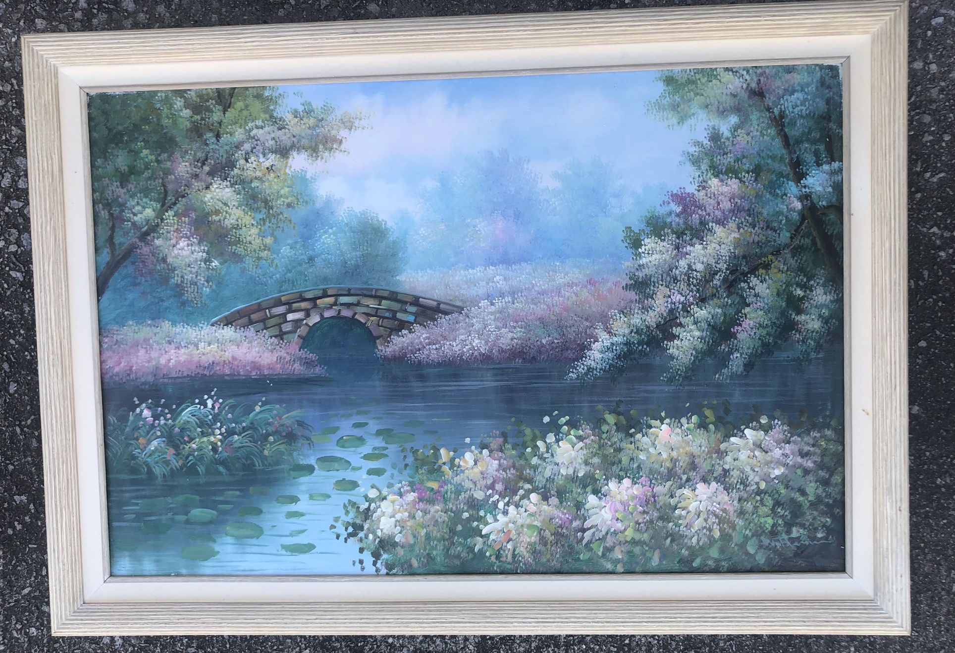 Beautiful Original Vintage Scenic Oil Painting-Signed-Framed On Canvas 41x29”