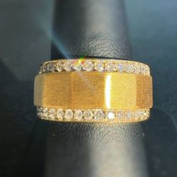 18k yellow gold 0.5CTW Natural Diamond Fashion Wedding Band Ring sz 7.5