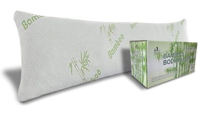 DreamField Linen Bamboo Body Pillow for Adults - Shredded Adjustable Memory Foam Long Cooling Pillows, Removable and Washable Bamboo Hypoallergenic Co