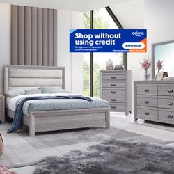 4pcs King Size Bedroom Set w. Mattress Included 