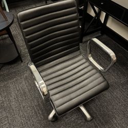 Black Leather Desk Chair-Swivel