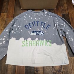 Gamesay Coulture Seattle Seahawks Bleach Splatter Sweatshirt, XL, like new