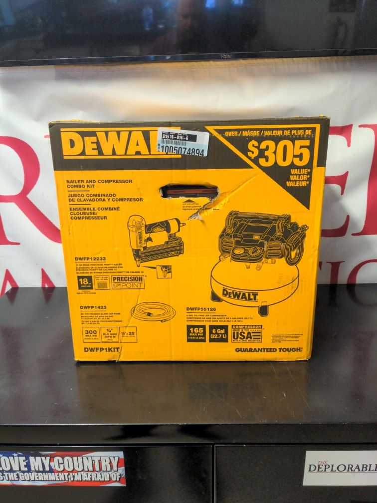 DeWalt Dwfp1kit 6 Gallon Compressor With 18 Gauge Brad Nail Gun