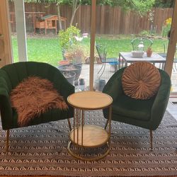 Set Of 2 1-month Old Green Microsuede Chairs