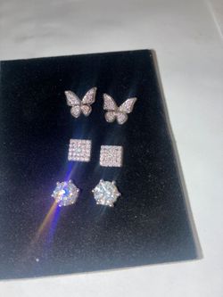 3-Pair Silver 925 n moissanite Certified vvs Stud Earring  each priced different