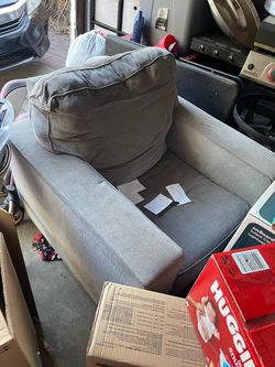 Sectional light grey and chair