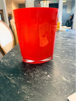Orange eye oval glass vase
