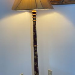 Vintage Asian Style Wooden Floor Lamp 