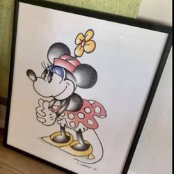 Original, Large And Framed Minnie Mouse Sketch