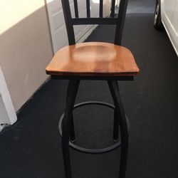 Tall Iron and maple bar Stools