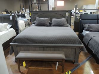 Vaughn Bassett Vista King Panel Bed - Gray Oak | Headboard