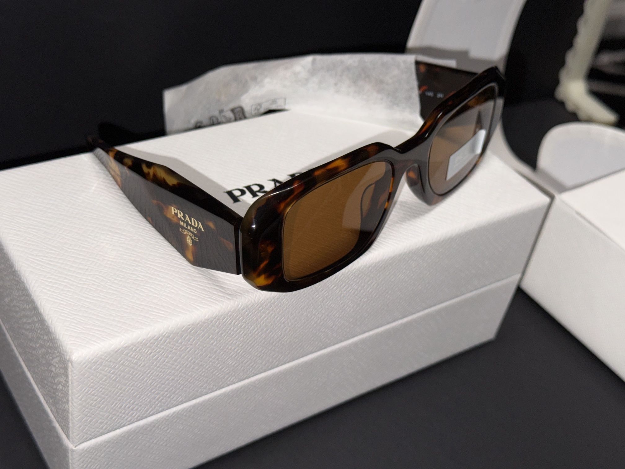 Prada 51mm Rectangular Sunglasses Havanabrown