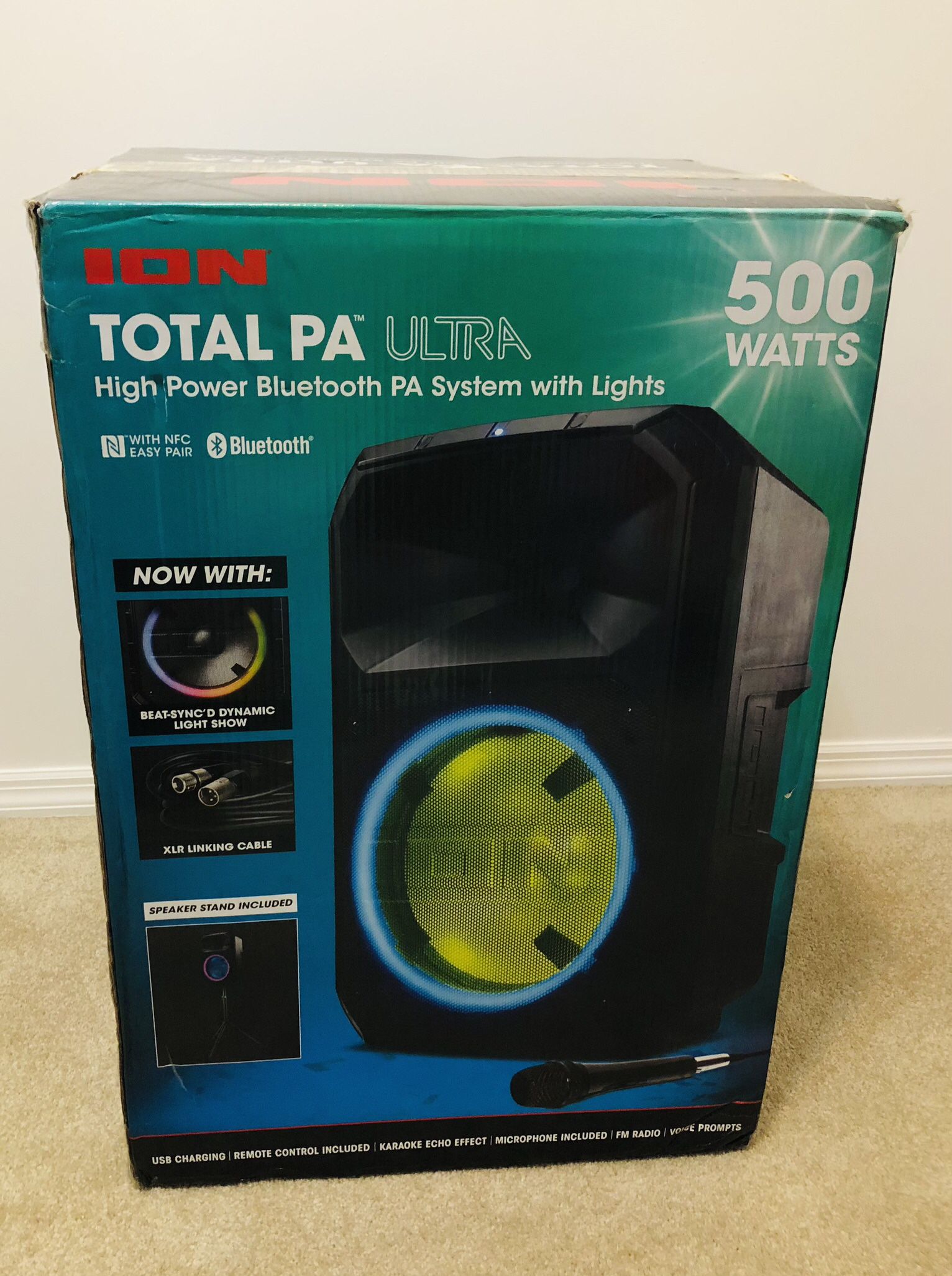 ION Audio Total Ultra High-Power 500 Watt Bluetooth PA Speaker System with Lights