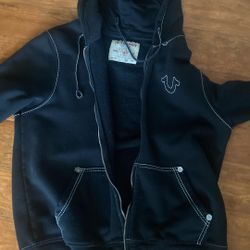 Black True Religion Zip Hoodie
