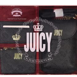 Juicy By Juicy Couture Cellie Cellphone Bag Crossbody Coin Purse Wallet Set,Black