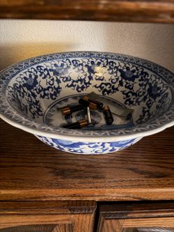 Large Blue and White Porcelain Bowl
