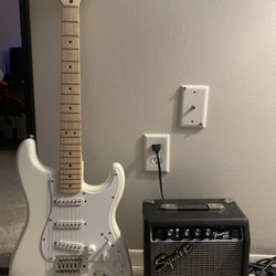 stratocaster electric guitar with amp 