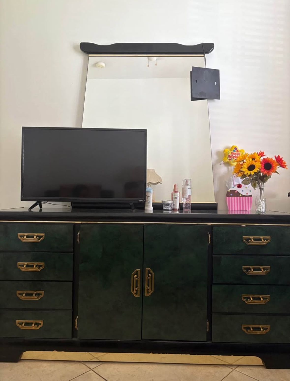 Mirrored Dresser and Nightstand