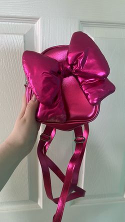 Metallic Pink Mini Backpack with Bow