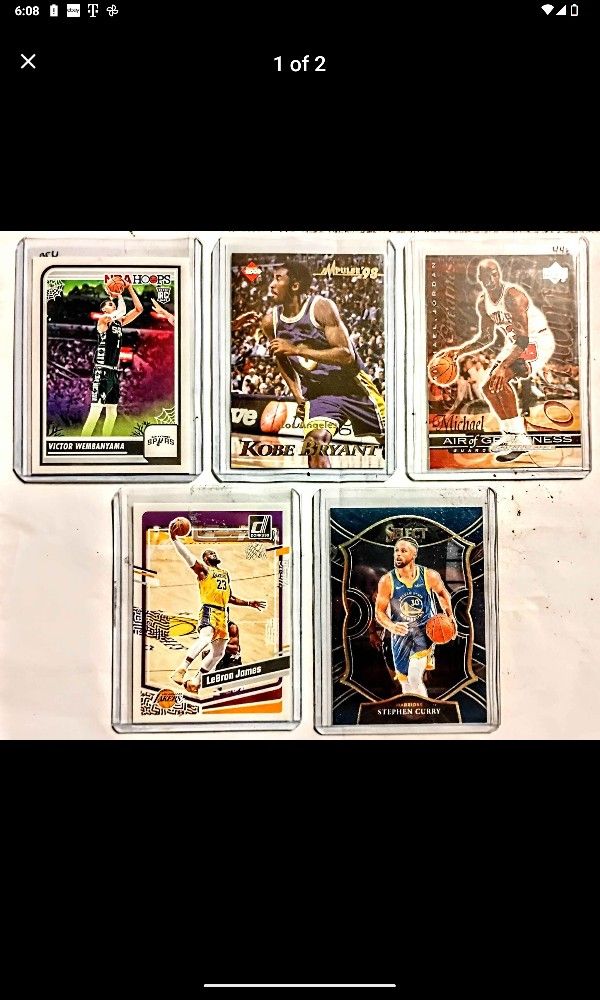 NBA Victor Wemby Michael Jordan kobe Bryant LeBron James & all time NBA legends 5 card lot.