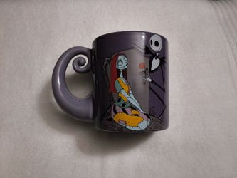 Disney The Nightmare Before Christmas Jack & Sally Spiral Handle Ceramic Mug