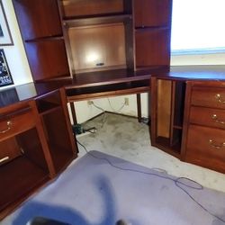 Free, Free, Free Corner Desk W/ Hutch And File Cabinet