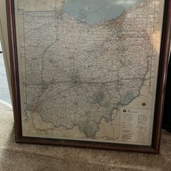 Custom HardWood framed Map Of Ohio
