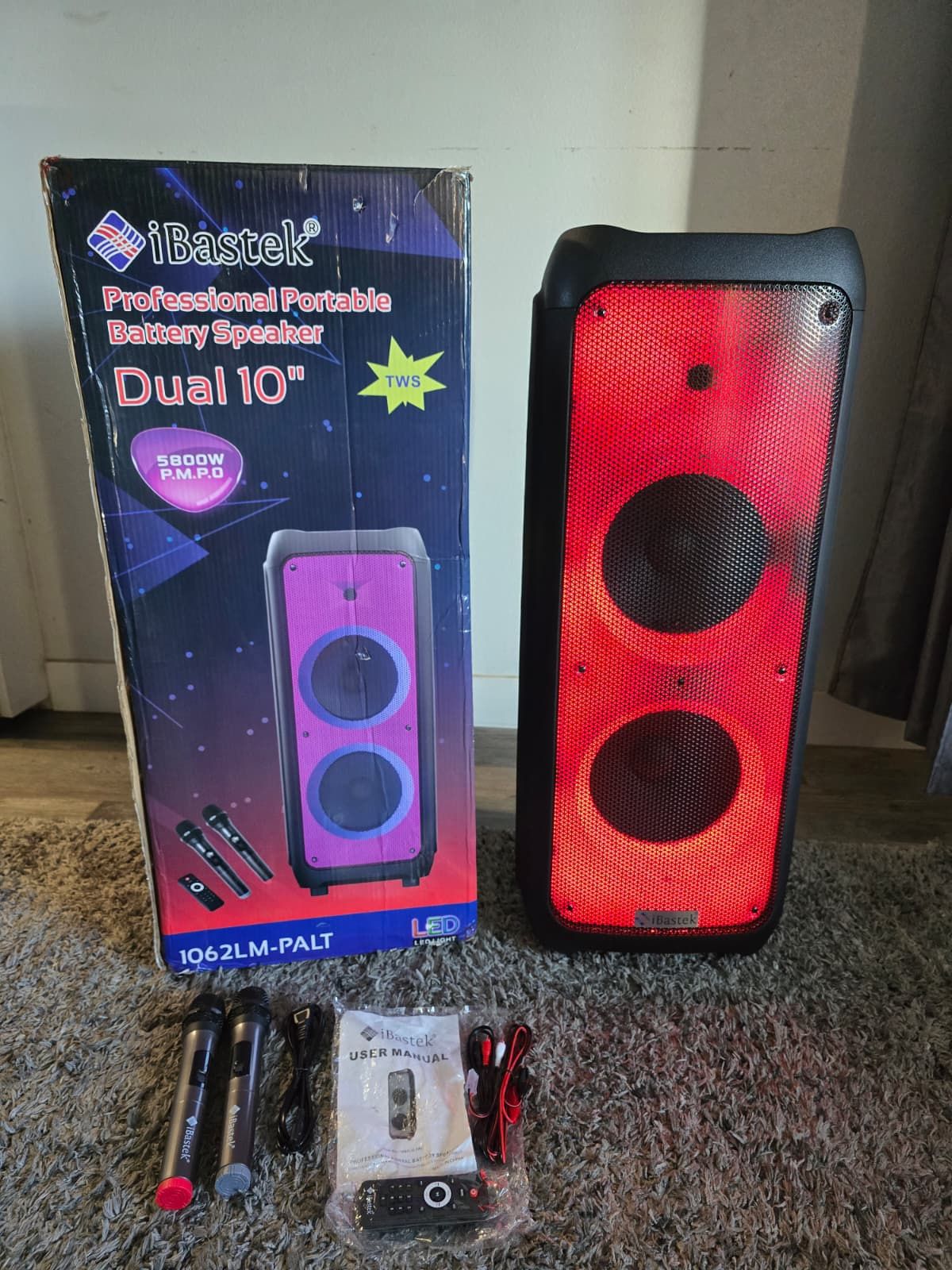 Big Speaker ibastek rechargeable 2x10"