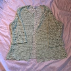 JL Studio Open-Knit Crochet Shrug with Button Detail