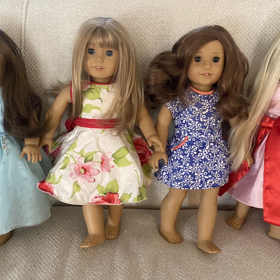American Girl Dolls with beautiful dresses, dog and Extra Clothes 