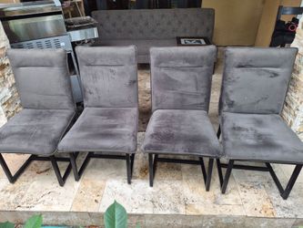 Modern Charcoal Velvet/Suede Dining Chairs
