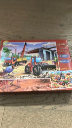 Kids construction site jigsaw puzzle set-2x 60 piece